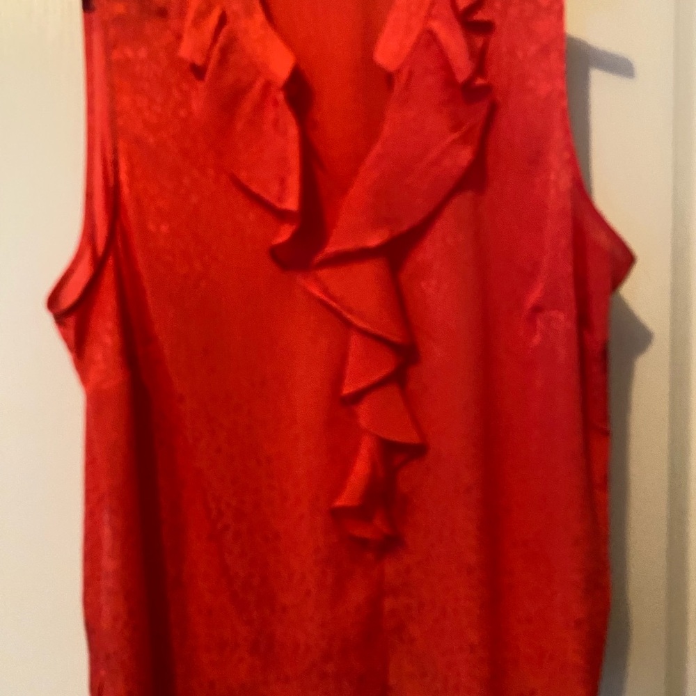 Vince Camuto Vibrant Red Ruffle Blouse - Picture 3 of 6